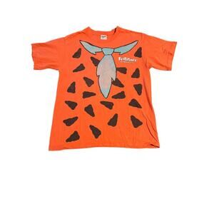 Anvil 90s Size Medium The Flintstones Fred Flintstones Tuxedo‎ T-Shirt Orange